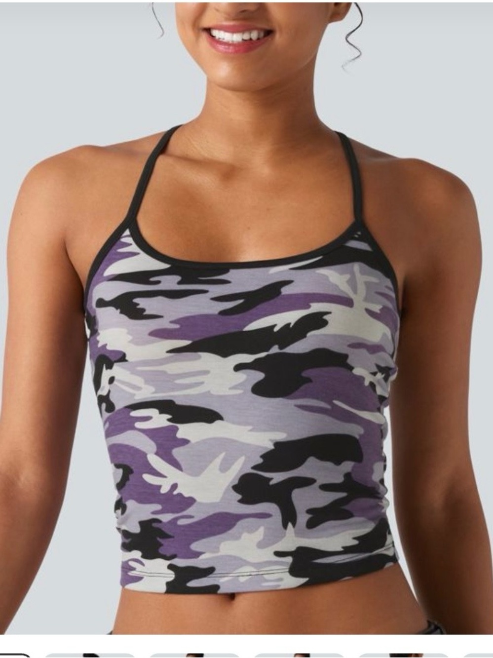 HALARA Purple Camo Slim-Strap Crop Top